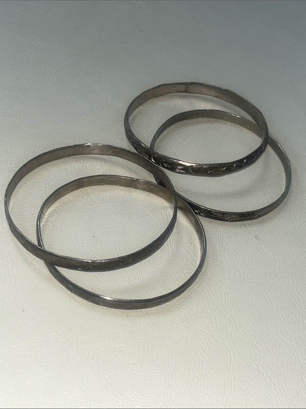 Four Sterling-Style Silver Bangle Bracelet - Mexico Stamp